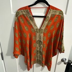 Rose & Olive Orange and Green Tunic Top